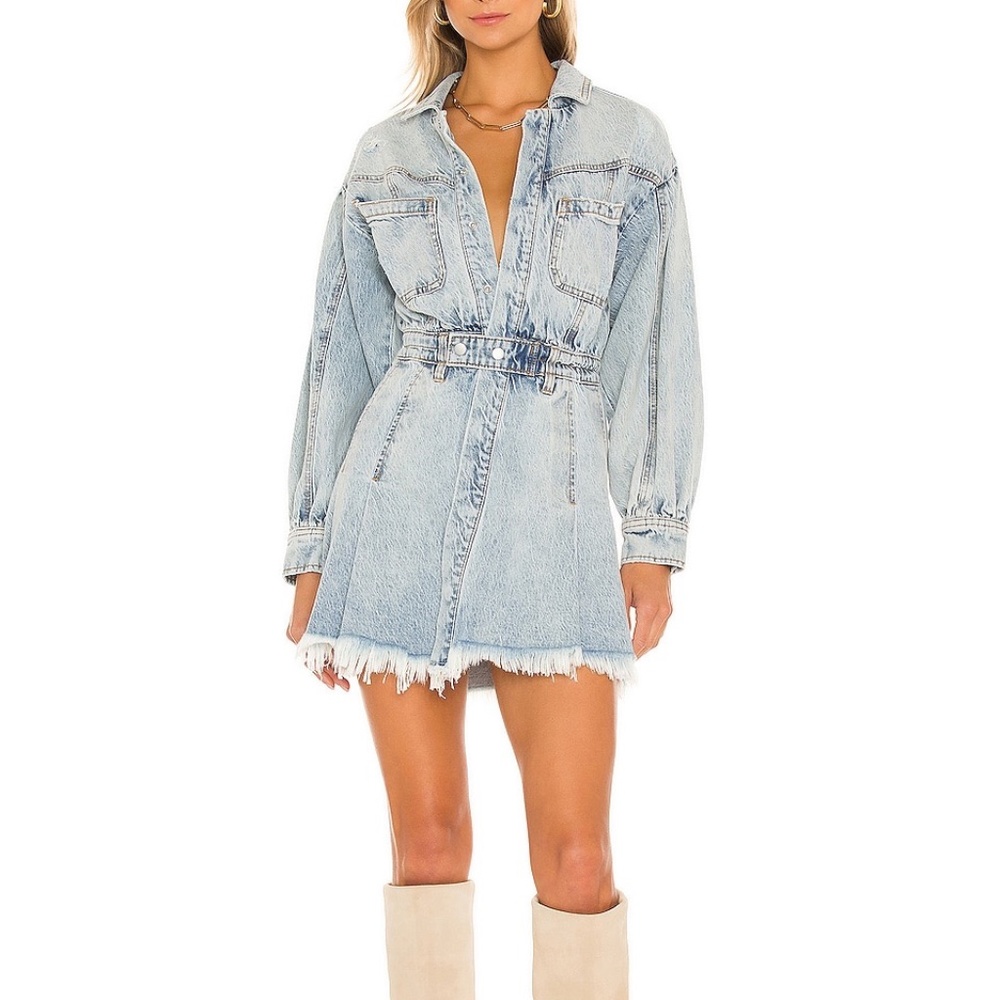 Free People Chain In Command Denim Mini Dress Size XS Tags On